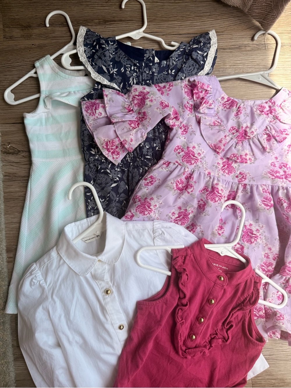 Janie and Jack summer lot - 2 dresses 1 romper 1 white dress shirt 1 pink top